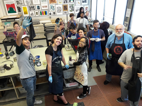 Group of art students in a classroom