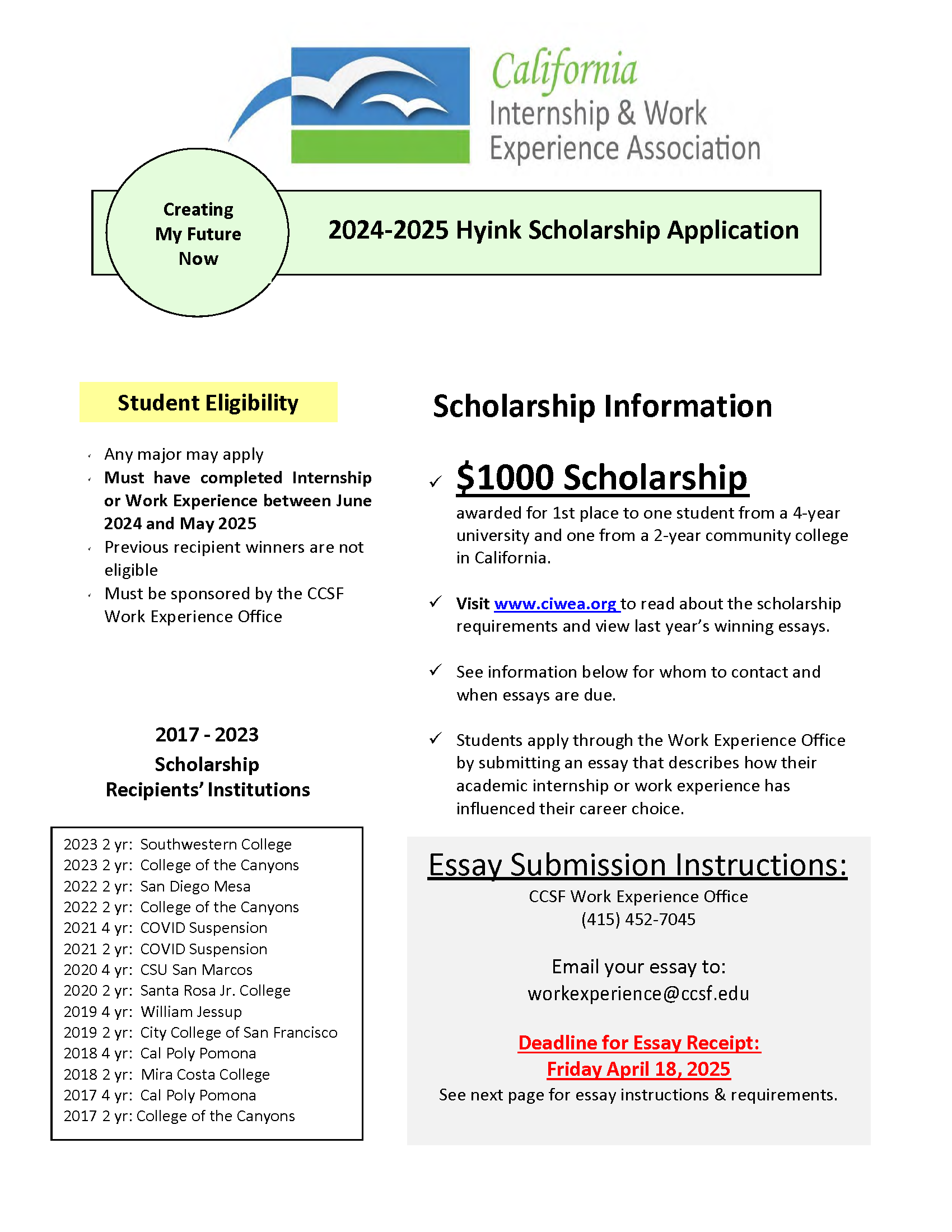 This Image is for a flyer regarding the 2024-2025 Hyink Scholarship