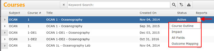 Course Lists Reports